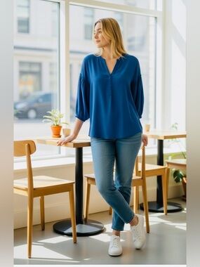 NYDJ Paulina Peasant Blouse
